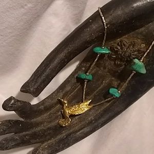 Turquoise Stone and Gold Necklace